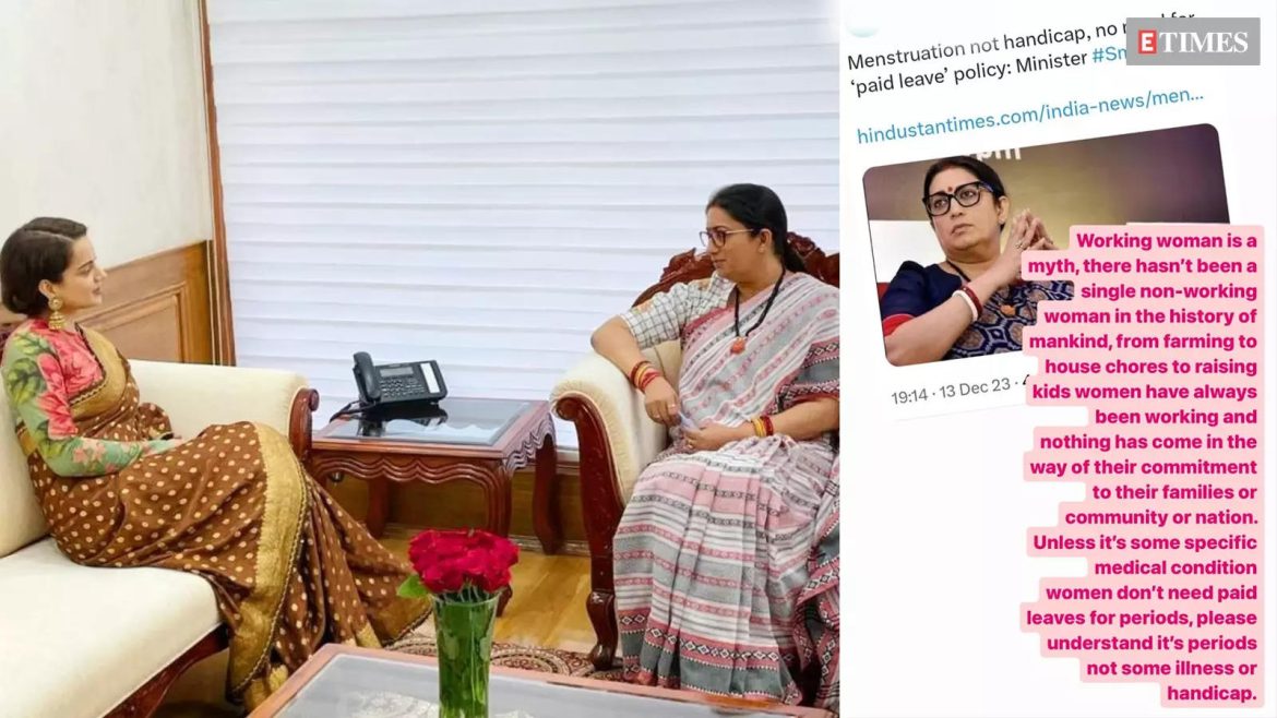 Kangana Ranaut BACKS Smriti Irani's remark over paid menstrual leave policy: 'It is periods, not some illness or handicap' | Etimes - Times of India Videos