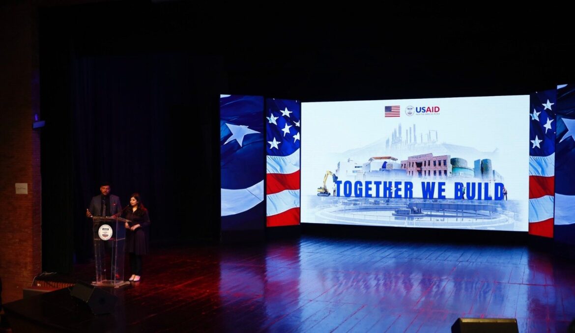This undated image shows hosts speaking at the Together We Build conference, organised by USAID Pakistan, to discuss sustainable solutions for infrastructure challenges. — Facebook/@USAIDPakistan/File
