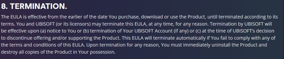 Is Ubisoft really asking us to delete our purchased games Ubisoft EULA Termination