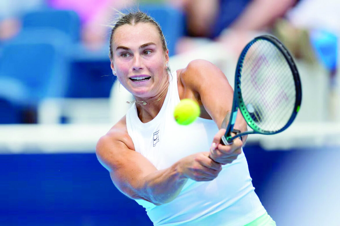 Aryna Sabalenka in action against Emma Raducanu during the Cincinnati Open at the Lindner Family Tennis Center. Photo: REUTERS