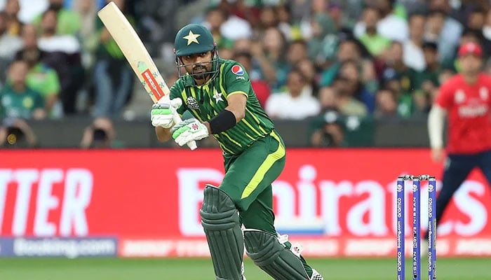 Babar back in T20 fold as Pakistan name squads for Pakistans Babar Azam plays a shot during the ICC mens T20 World Cup 2022 cricket final match between England and Pakistan at the Melbourne Cricket Ground (MCG) on November 13, 2022 in Melbourne. — AFP