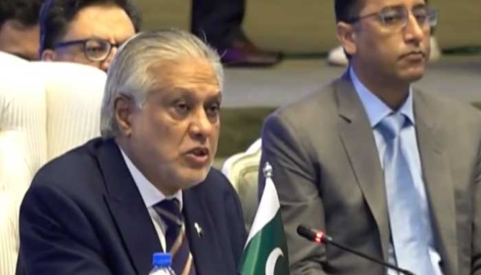 Dar links economic growth to regional connectivity, terms CPEC ‘catalyst’ DPM and FM Ishaq Dar addresses the Regional Transport Ministers International Conference in Islamabad on October 23, 2025. — Screengrab via Geo News