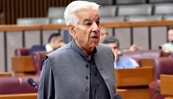 Defence minister rules out TTP talks, says Pakistan only engaging Defence Minister Khawaja Asif addressing the National Assembly in Islamabad, May 9, 2025. — NNI