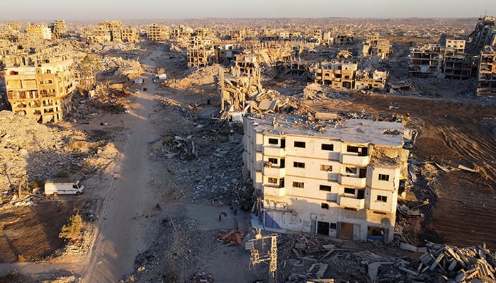 Int’l force in Gaza likely to include Pakistani troops, claims A drone view shows the destruction in a residential neighborhood, after the withdrawal of the Israeli forces from the area, amid a ceasefire between Israel and Hamas in Gaza, in Gaza City, October 25, 2025. — Reuters
