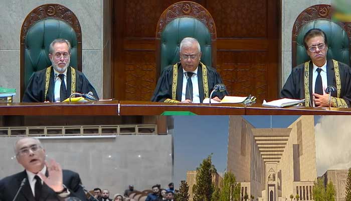 Justice Mazhar says Constitutional Bench and SC are not separate SC constitutional bench hears 26th Constitutional Amendment case on October 22, 2025. — Screengrab via YouTube @Supreme Court of Pakistan Proceedings