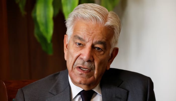 No talks with TTP, only engaging Afghan Taliban: minister Defence Minister Khawaja Asif speaks during an interview with Reuters in Islamabad, October 20, 2025. — Reuters