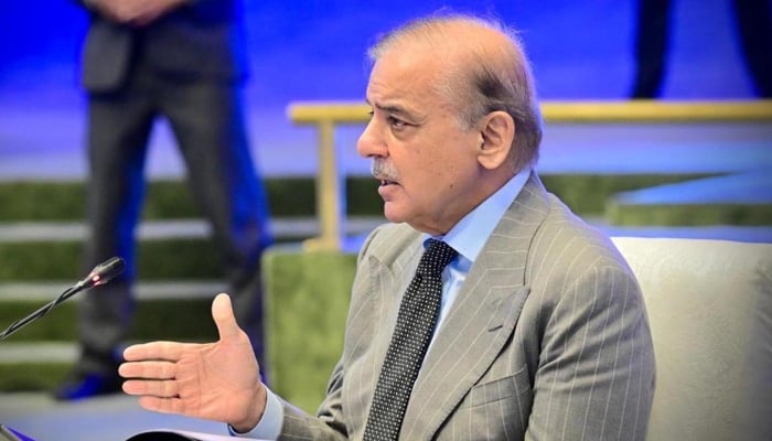 PM Shehbaz seeks hard answers on return of terrorism after Prime Minister Muhammad Shehbaz Sharif addresses the Regional Transport Ministers Conference, Islamabad, October 24, 2025. — APP