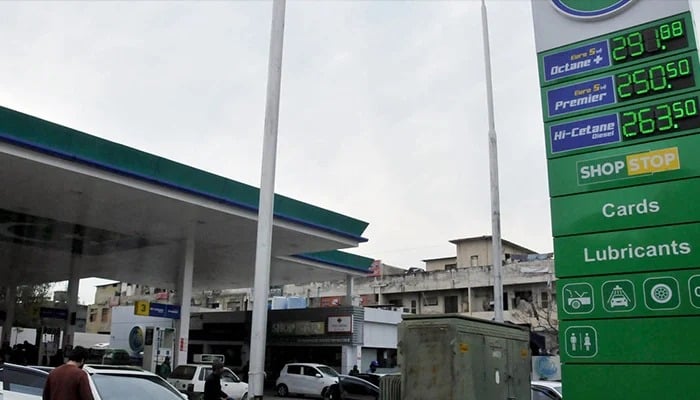 Petroleum prices expected to rise by up to Rs2.34 per Rate list of fuel prices is displayed in Islamabad on January 29, 2023. — APP