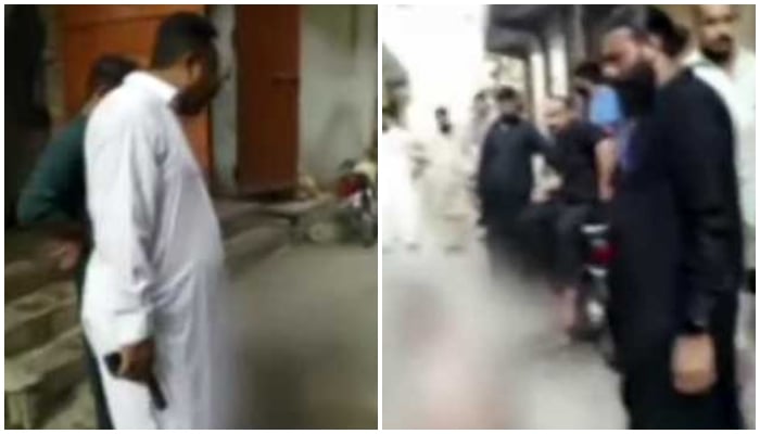 Rawalpindi man stripped, brutally tortured by armed men Group of men torturing a Gawalmandi resident in Rawalpindi. — Screengrab via Geo News