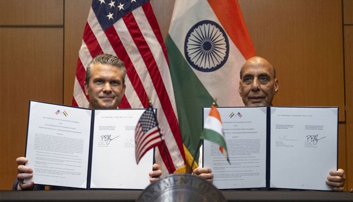US signs 10-year defence agreement with India US Defense Secretary Pete Hegseth (left) along with his Indian counterpart, Rajnath Singh on October 31, 2025. — X@SecWar