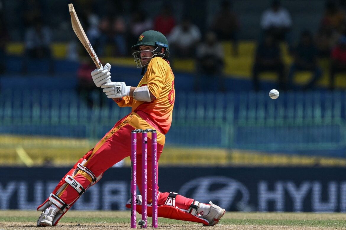 Brian Bennett of Zimbabwe plays a shot during the ICC Mens T20 World Cup India & Sri Lanka 2026 match between Australia and Zimbabwe at R. Premadasa Stadium on February 13, 2026 in Colombo, Sri Lanka. — AFP