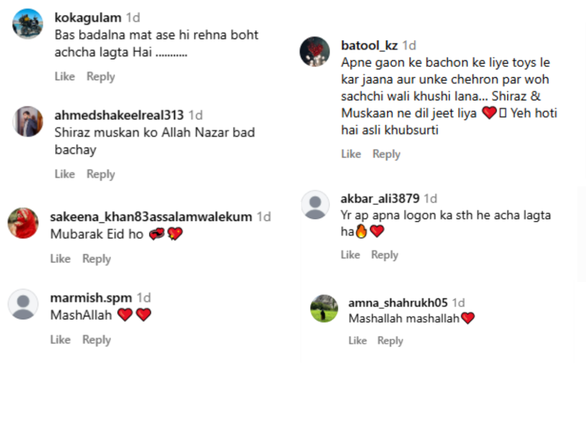 Shiraz, Muskan distribute Eidi to village children