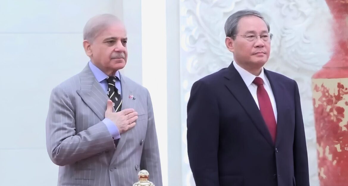 Prime Minister Shehbaz Sharif (left) meets Chinese Premier Li Qiang in Beijing, May 25, 2026. — Screengrab via X/@GovtofPakistan
