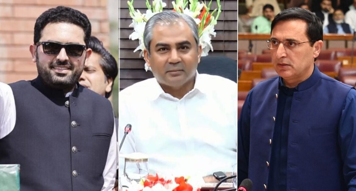 This collage shows KM CK Sohail Afrid (left), Interior Minister Mohsin Naqvi (cenre) and PTI Chairman Barrister Gohar Ali Khan. — Facebook./ImMuhammadSohailAfridi/ National Assembly/Radio Pakistan