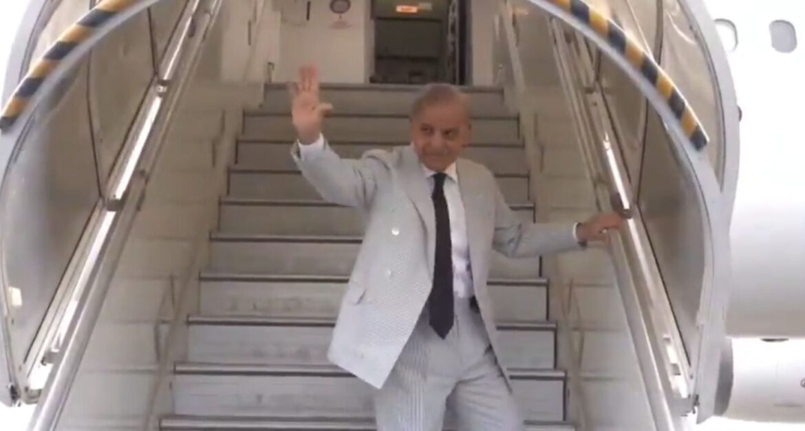 Prime Minister Shehbaz Sharif departs for China on four-day visit, Pakistan Air Force Base, Lahore, May 23, 2026. — Screengrab via X/@GovtofPakistan